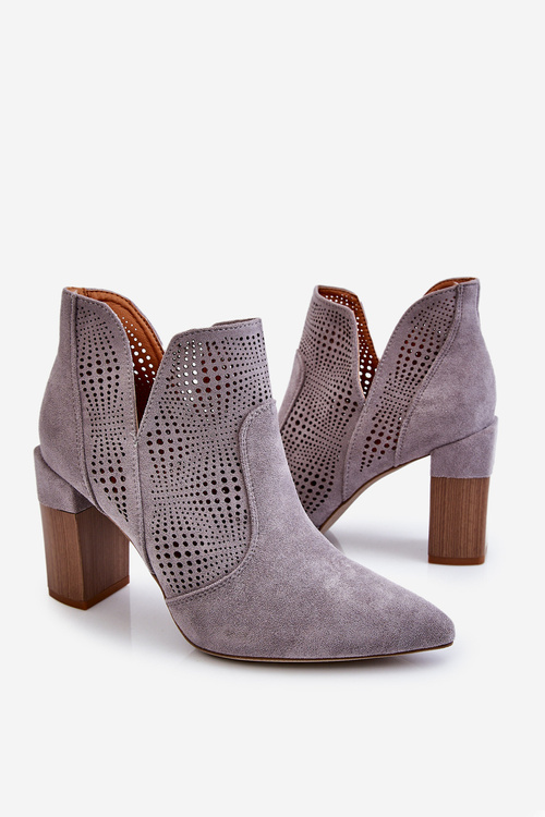 Openwork semišové vysoké podpätky Gray Leanna