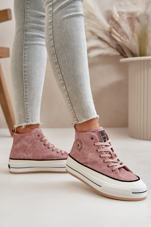 Zateplené Dámské Tenisky Na Platformě Eko Kůže Big Star OO274068 Růžové