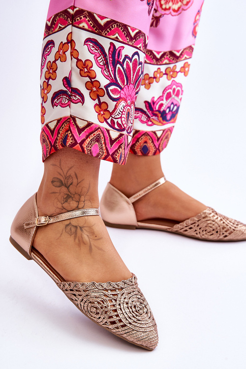 Elegantní dámské sandály ploché Růžové zlato Sheia