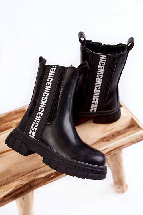 Dětské vysoké zateplené kozačky černé Kimmy