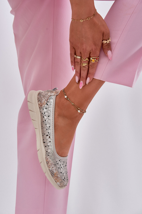 Kožené Prodyšné Lehké Baletky Zlaté Leaneila