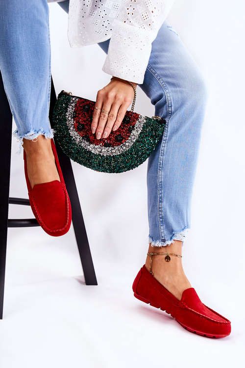 Dámské semišové mokasíny Červené Millare