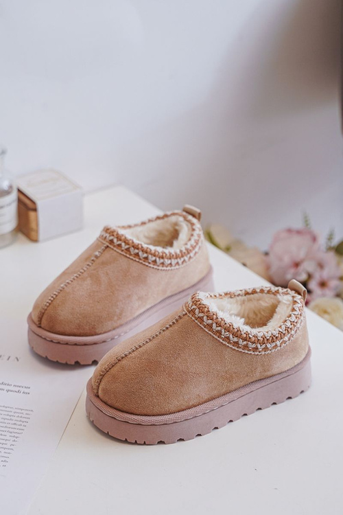 Snehové Čižmy Detské Kotníkové Na Platforme Zateplené Kožúškom Béžové Vilabria