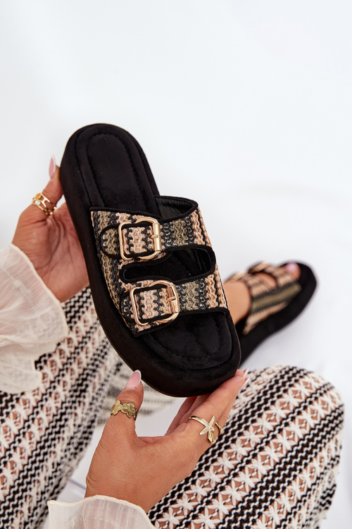 Dámske Sandále Na Platforme S Prackami A Pletením Čierne Limme