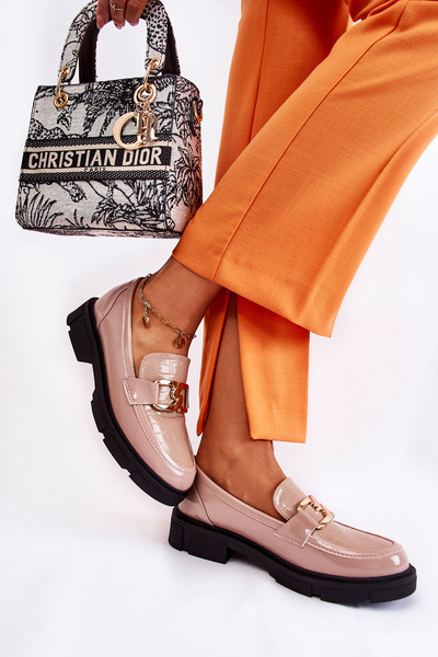 Módní kožené mokasíny Béžová Loveliness