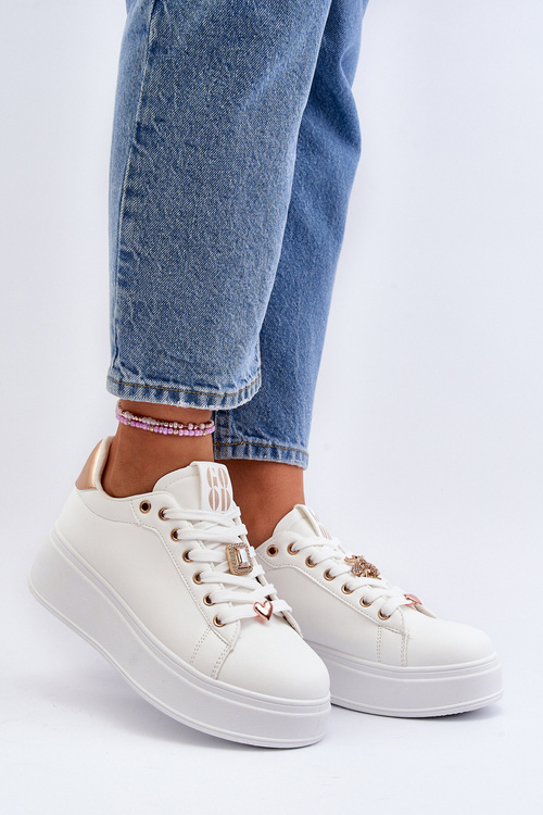 Dámske tenisky na platforme s bielymi ozdobami Herbisa