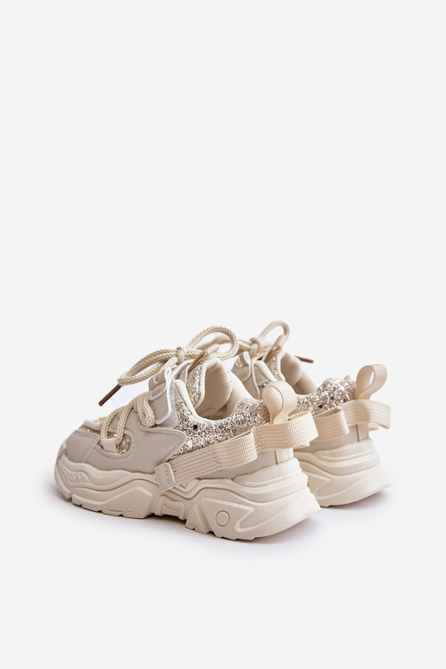 Dětské Tenisky Ozdobené Flitry Béžové Liatoma