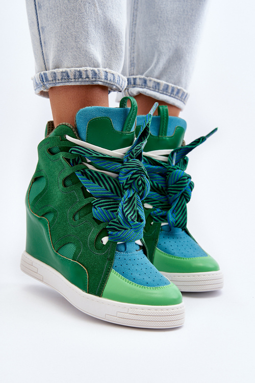 Dámske tenisky na cucli zelené Leoppa