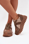 Dámské Zateplené Sneakersy Na Platformě Big Star OO274A218 HI-POLY SYSTEM Hnědé