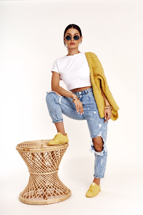 Dámske kožené tenisky veľká hviezda HH274142 žltá