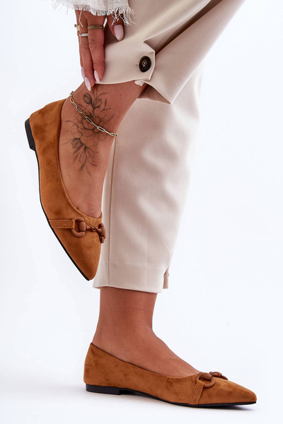 Semišové baleríny s dekoráciou hnedá Noldaia