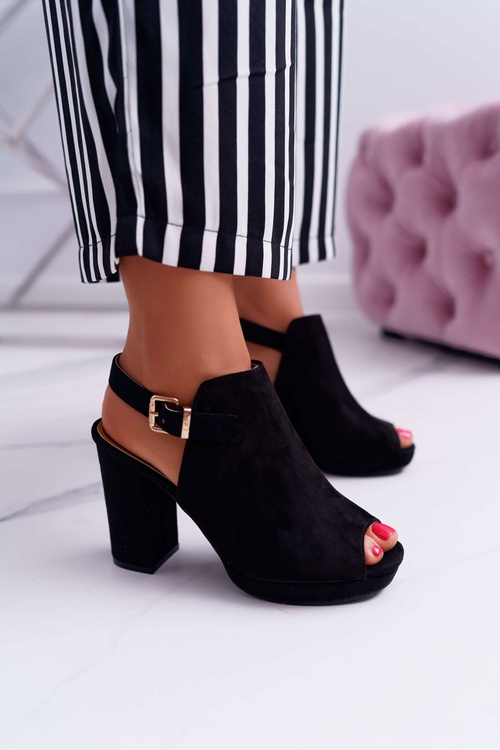 Dámské Sandály Na Podpatku Se Svrškem Otevřená špička Černé Montree