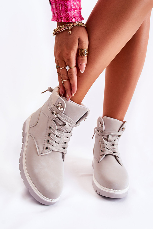 Kožené topánky na platforme Grey Resss