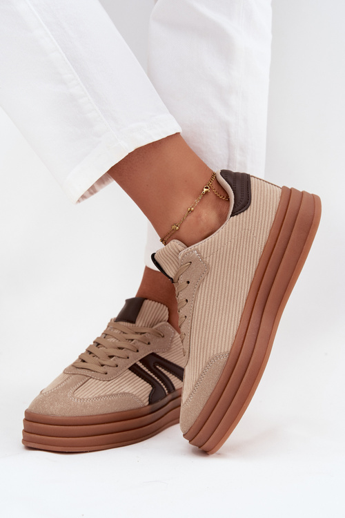 Sametové dámske tenisky na platforme Béžové Corynelle