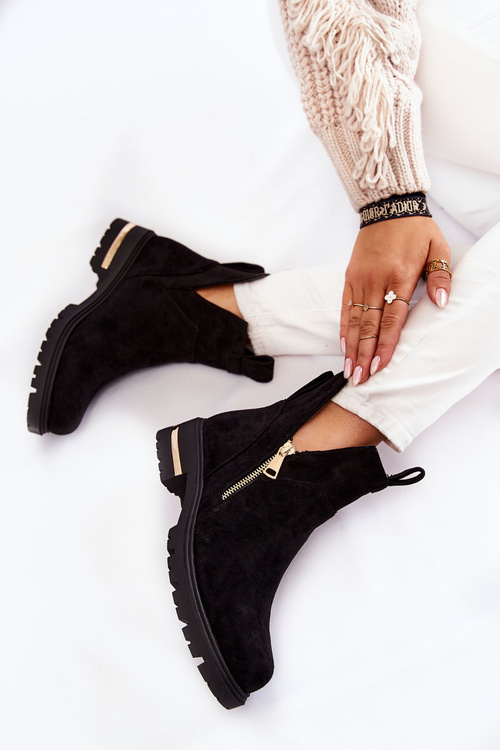 semišové kozačky s výřezy Černé Klarissa