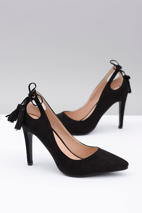 Dámske vysoké podpätky lu boo čierne semišové loo