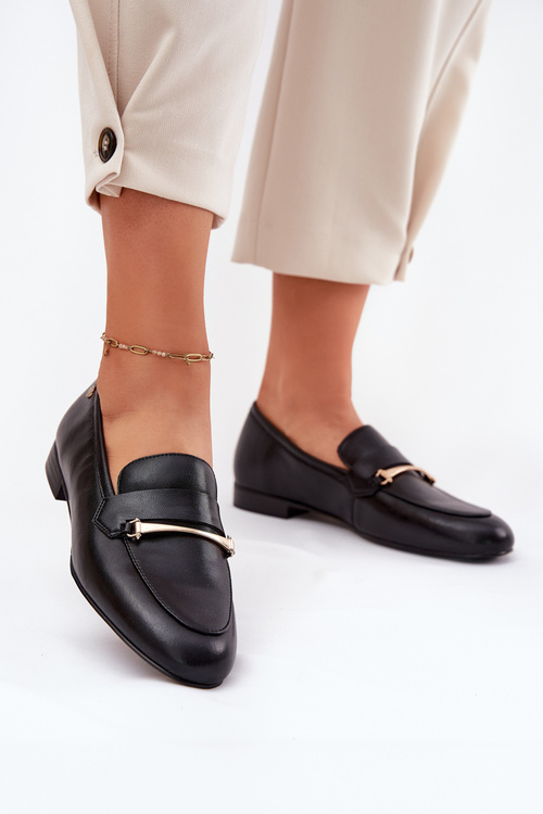 Kožené Polobotky Mokasiny Dámské Maciejka K6809-01 Černé