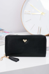 Black Big Women's Wallet Keychain Golden Heart