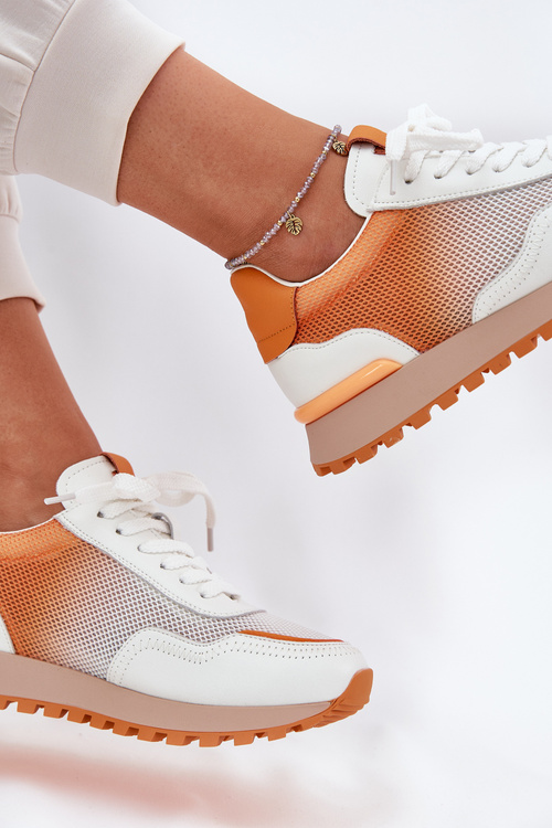 Kožené Športové Topánky S Mrežou Dámske Vinceza 66775 Oranžové