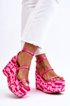Módní sandály na klínu se vzory Fuchsia Claria