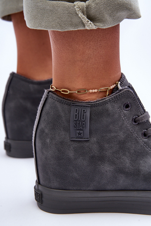 Dámske kožené tenisky na veľkej hviezde MM274005 Gray Wedge