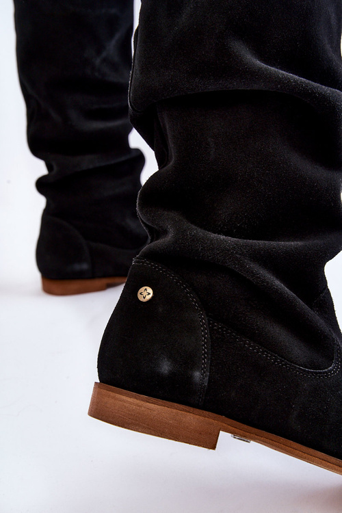 Ženské semišové koleno topánky Maciejka 05790-01 Čierna