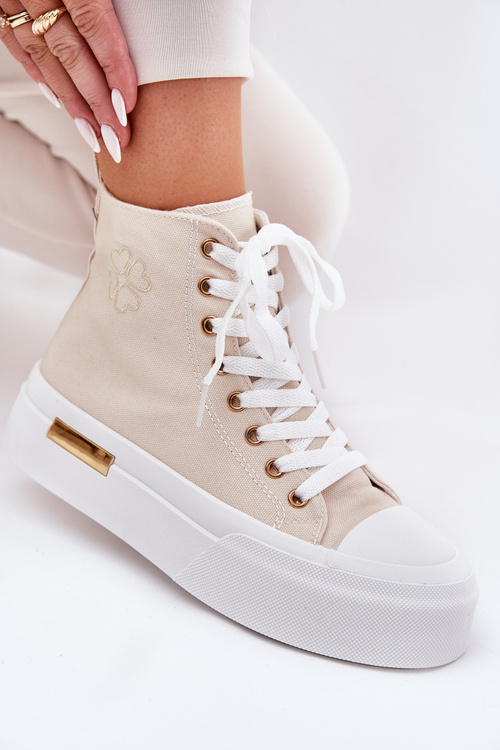 Vysoké Dámské Tenisky Na Platformě Béžové Laviriona