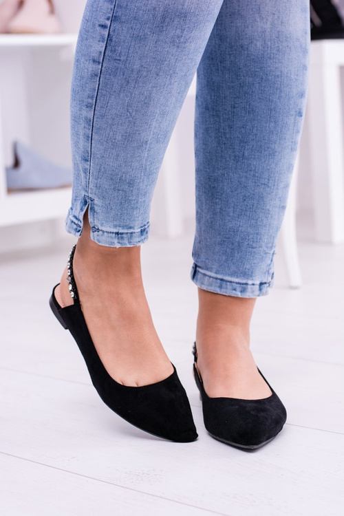 Lu Boo Černý Suede Ballerinas Macron