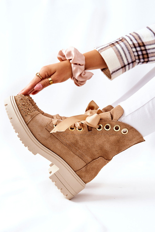 Semišové topánky lewski topánky zviazané 3069 piesok