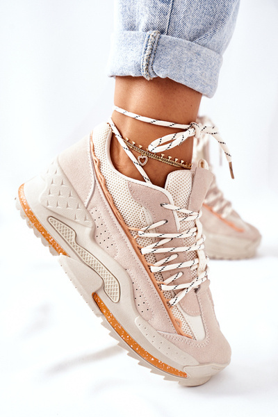 Dámská Sportovní Obuv Sneakersy Béžové Aland