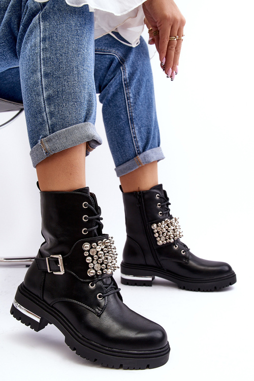 Ženské izolované topánky pracovníci zdobení čiernou Lennenom