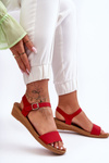 Klasické Sandály Na Nízkém Koturnu Červené Arya