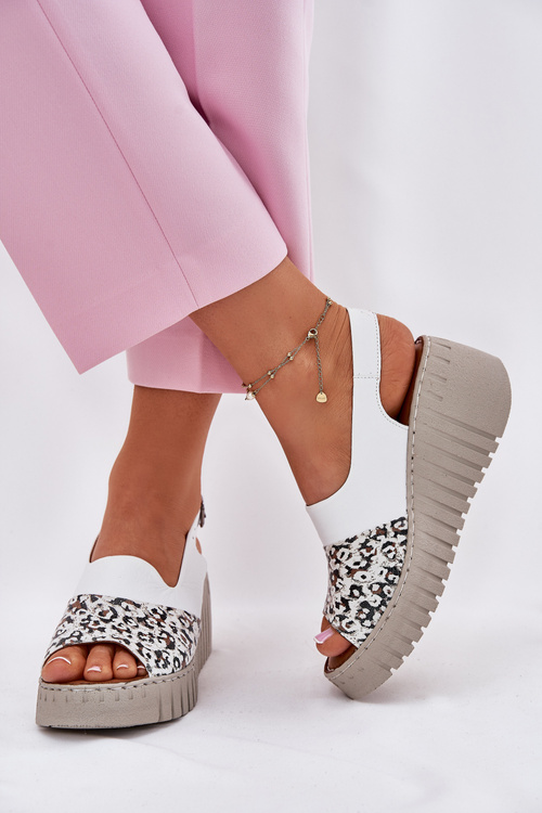 Dámské Sandály Z Přírodní Kůže Na Klínu Bílé Artiker 56C0958