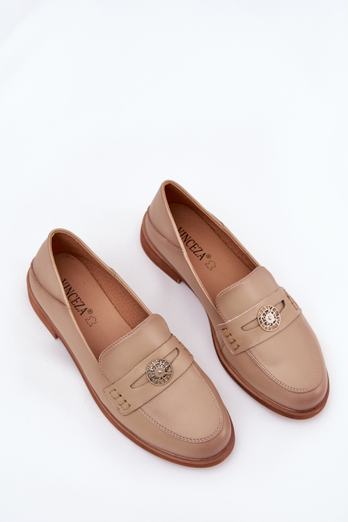 Elegantné Dámske Mokasíny Z Prírodnej Kože Vinceza 18100 Béžové