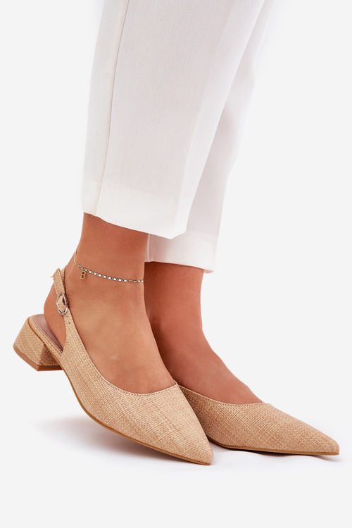 Pletené Dámske Sandále Na Jemnom Opätku Béžové Jorela