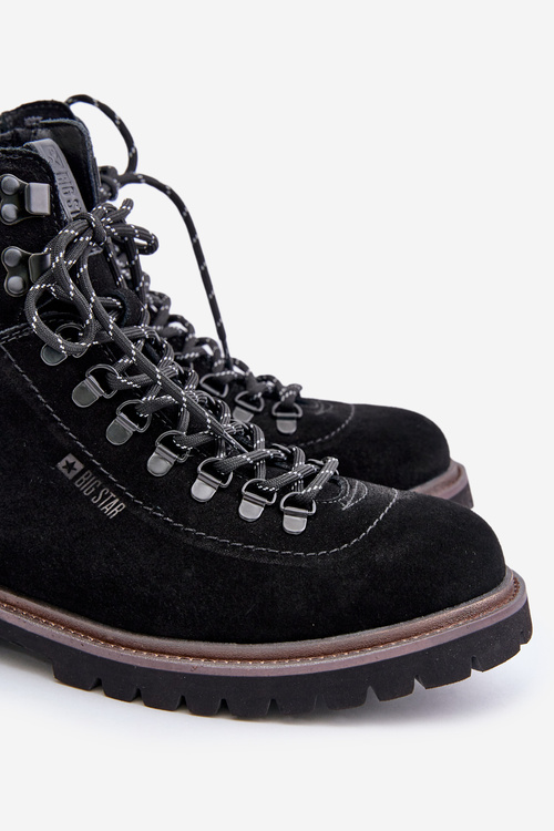 Semišové Zateplené Členkové Topánky Pánske Big Star OO174643 Čierne