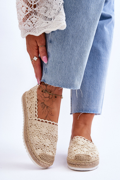 Krajka Slip On Espadrilky Béžová Blanco