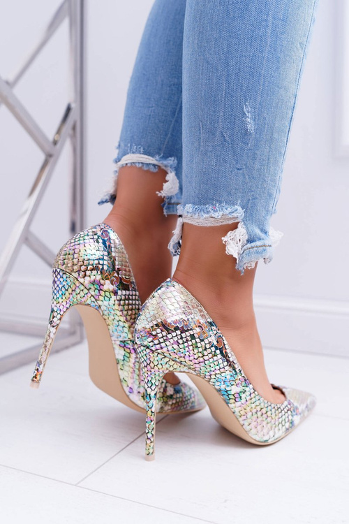 Dámské Lodičky Na Jehlovém Podpatku Lu Boo Béžové Vzor Hada Iris