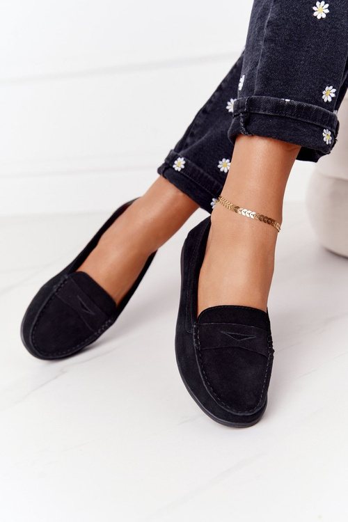 Ženské semišové mokasíny Veľká hviezda HH274662 čierna