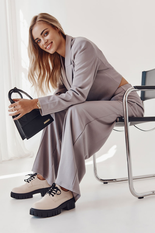 Módne kožené topánky la.fi 210013be-Pu béžová