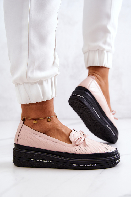 Dámske kožené kožené kliny ružové cannes