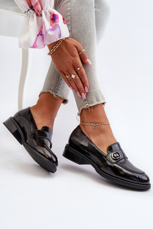 Dámské lesklé mokasíny černé Dilhela