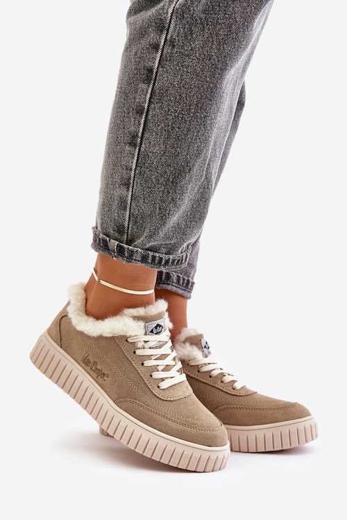 Kožené Dámske Sneakersy S Teplou Podšívkou Béžové Lee Cooper LCJ-24-01-2972