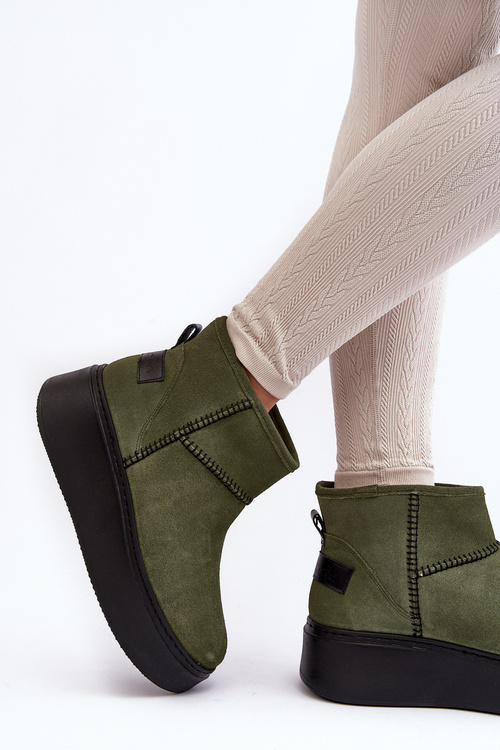 Dámske semišové snehové topánky Maciejka 06257-24 Olive