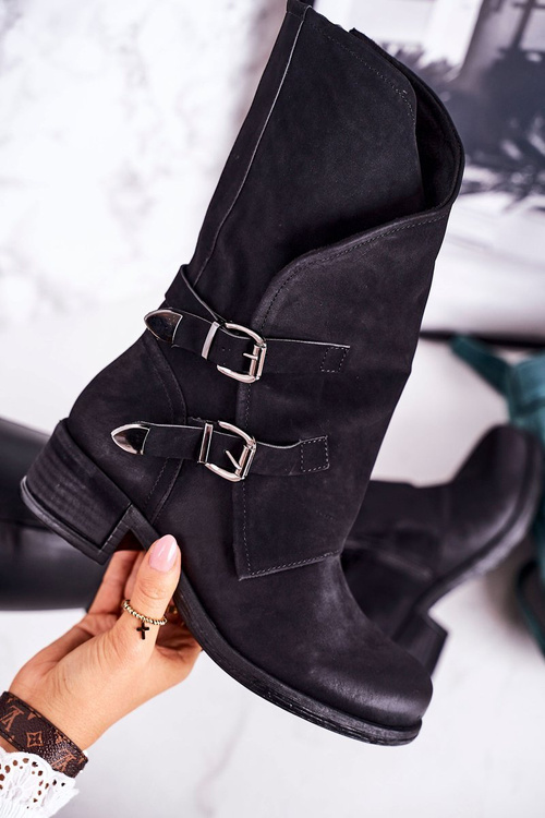 Dámské Teplé Boty Se Sponami Černé Cassidy