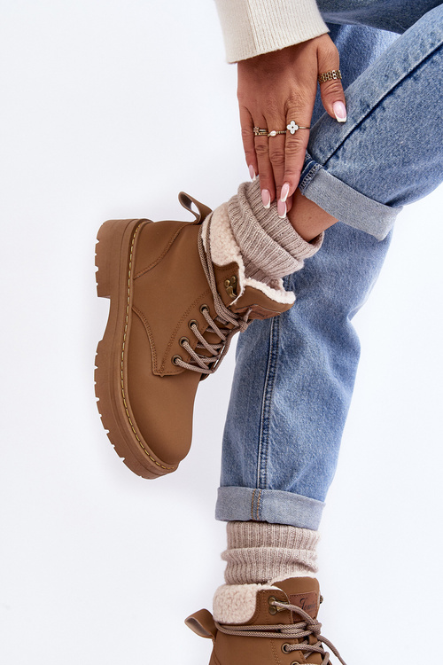 Dámské kožené Trapery s kožíškem Hnědá Lynnvia