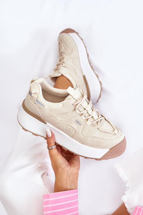 Dámske športové topánky na platforme ľahké béžové dakari