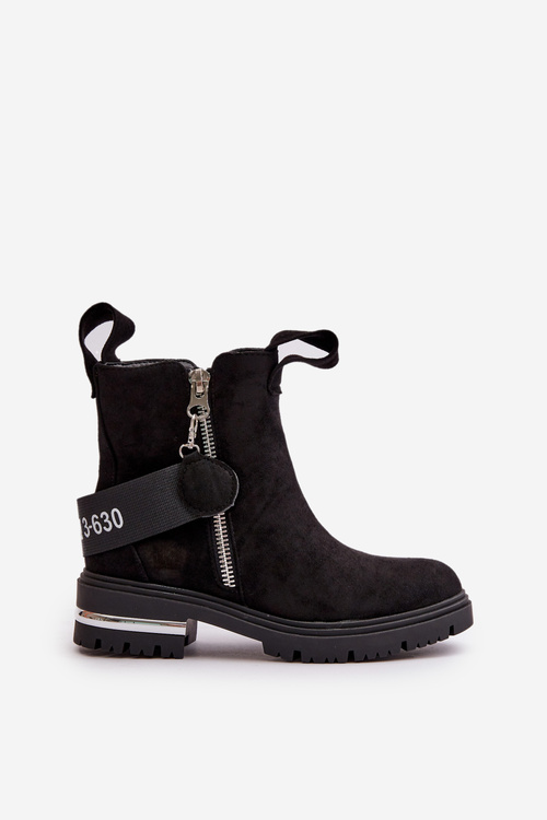 Dámské zateplené kozačky na zip Černá Calvaro