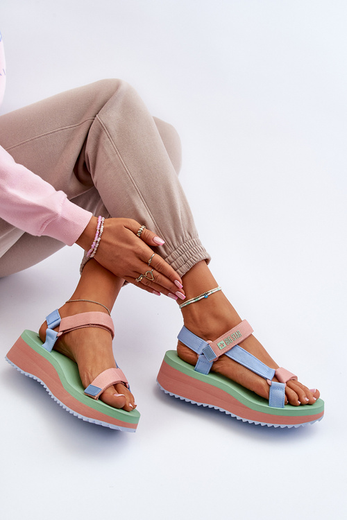 Dámské sandály na platformě a klíně Big Star NN274A055 Modré