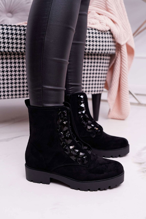 Dámske teplé semišové topánky čierna gerta